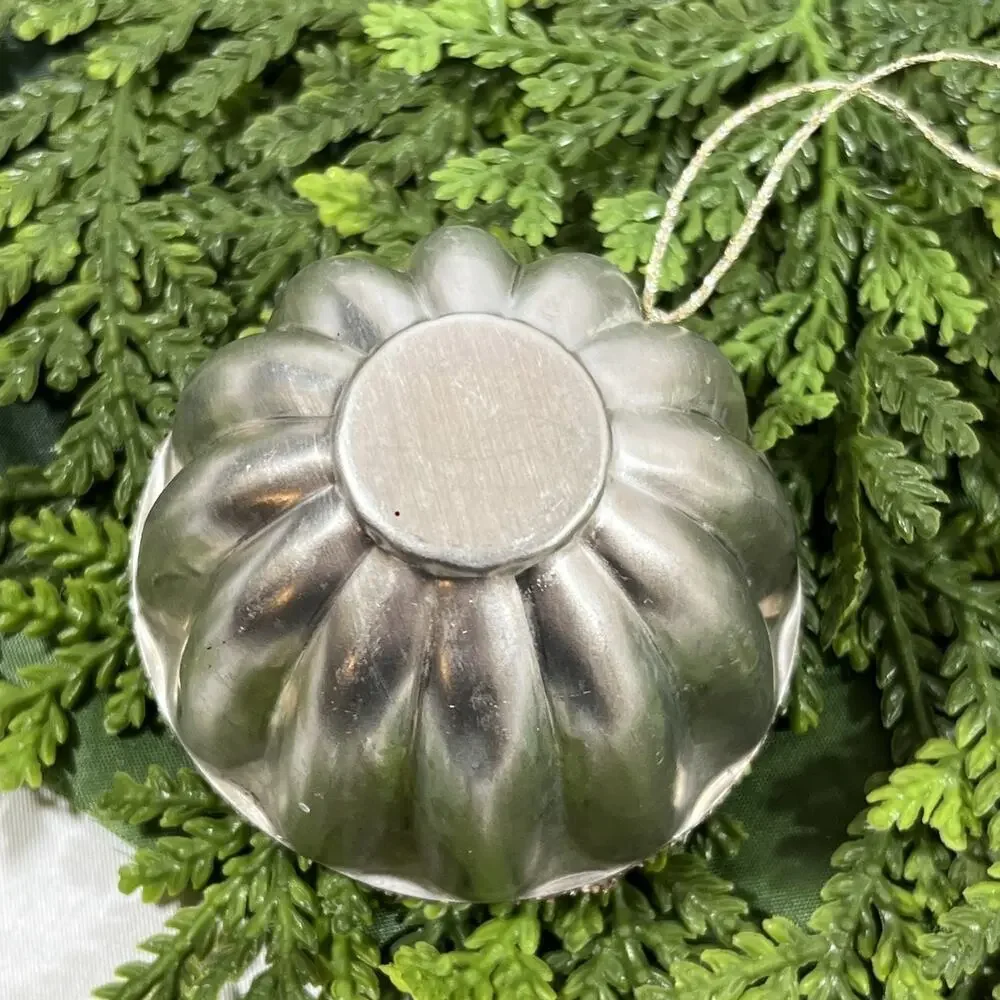 Vintage Round Tart Tin Angel Snow Diorama Mid Century Style Glitter Ornament